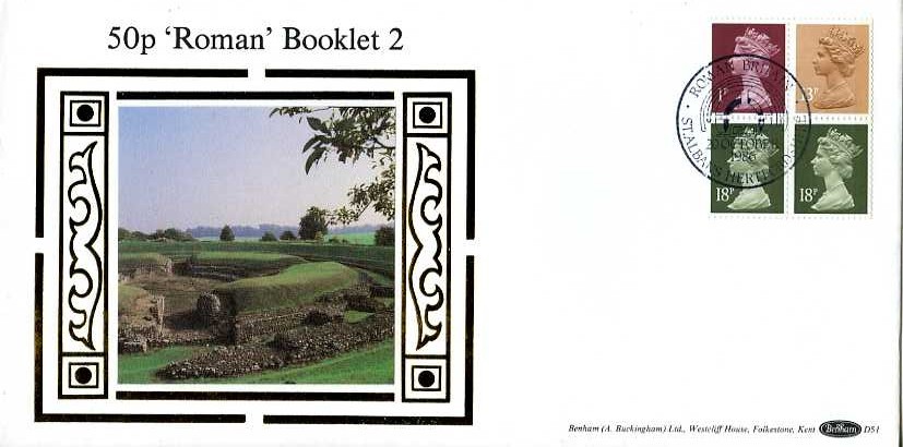 1986 GB - D051 - 50p Roman 2 Se-Tenant Bklt Pane (Benham)