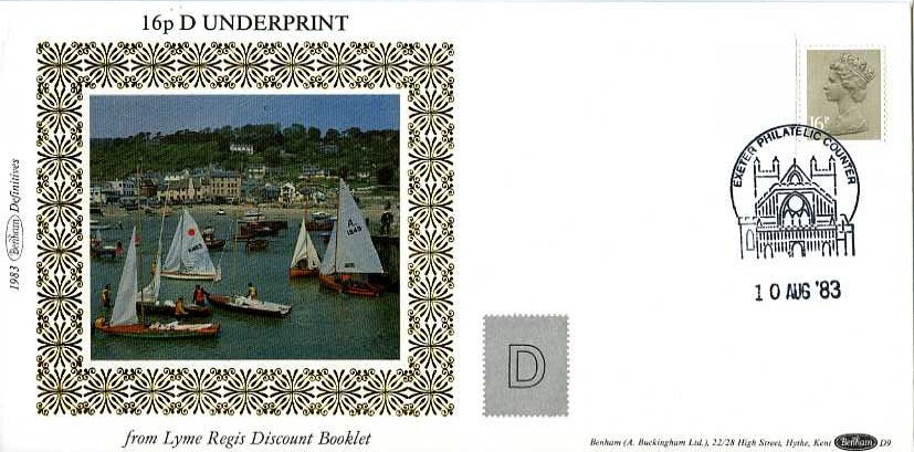 1983 GB - D009 - 16p "D" Underprint Harrison (Benham)