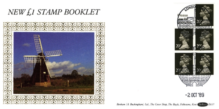 1989 GB - D117 - £1 Wicken Fen Booklet Pane (Benham)