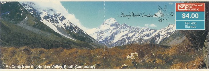 1988 NZ - SB51a $4.00 Mount Cook (London '90 Overprint)