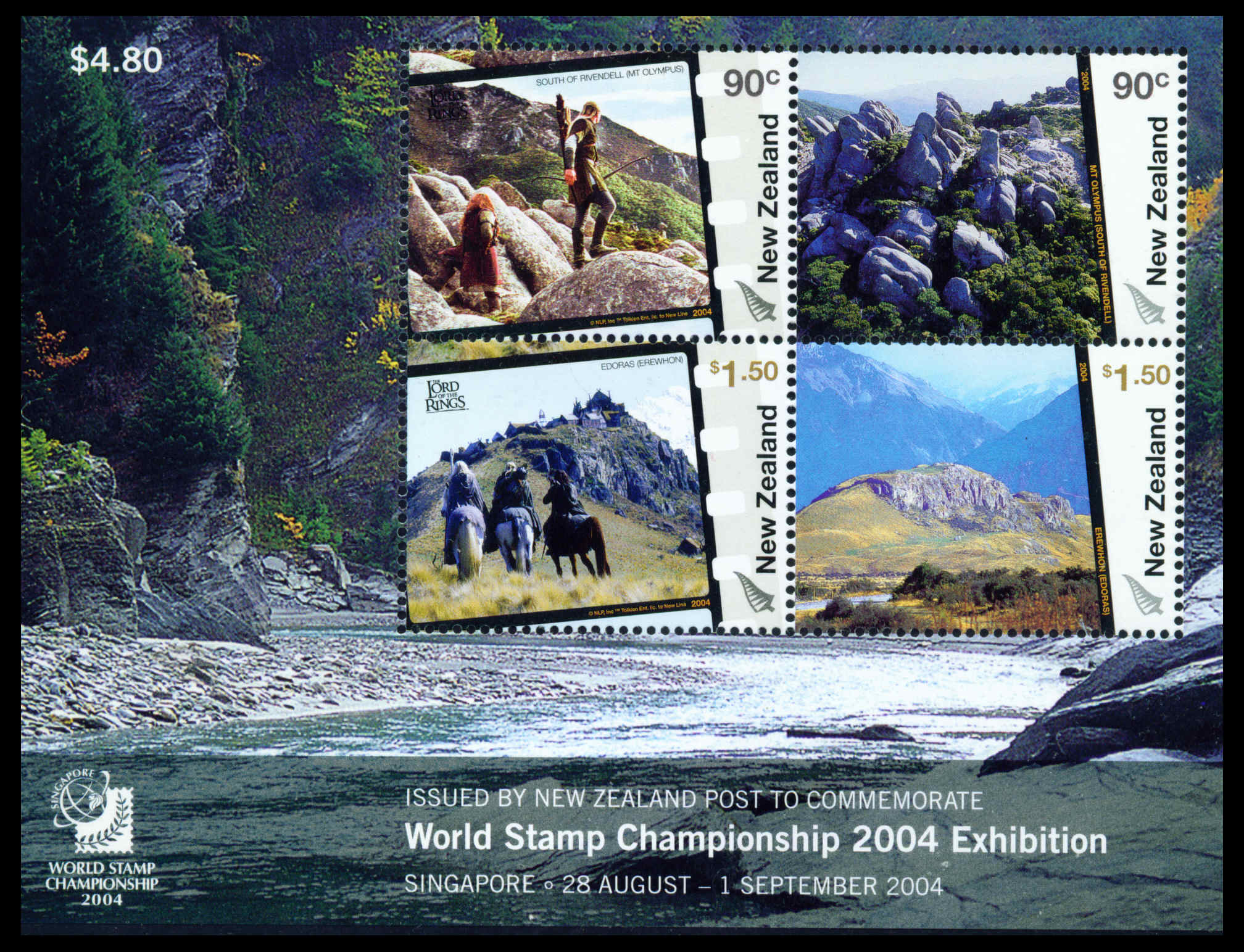 2004 NZ - Lord of Rings Stamp Exhibition Singapore M/S Used CTO